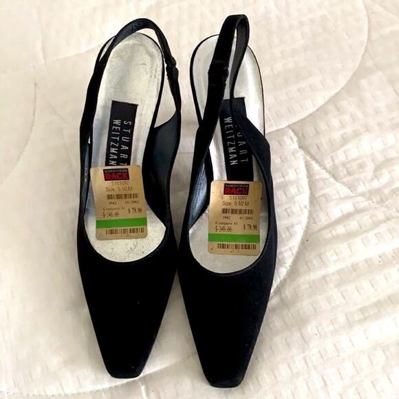 Stuart Weitzman Black Slingback Pumps with a Sparkle Spike Heel Size 5.5 - Picture 4 of 12